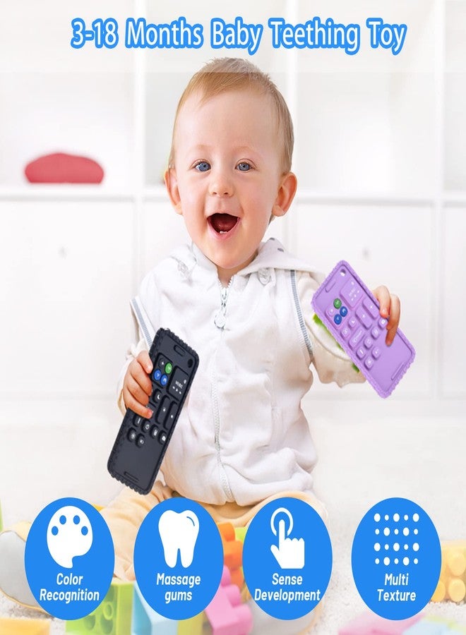 Besosay Baby Phone Teething Toys for Babies 0-3, 0-6, 6-12 Months | Soft Silicone Cell Phone Teethers Toys | Baby Fidget Toys 0-6 Months | Infant Teether for Breastfeeding Baby Boy Girl (Purple) - Image 4